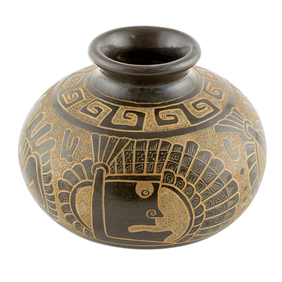 Quetzalcoatl Handcrafted Earthtone Decorative Ceramic Vase