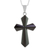 Jade pendant necklace, 'Black Sacrifice of Love' - Jade Cross Necklace in Black from Guatemala thumbail