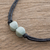 Jade pendant necklace, 'Twins Together' - Pale Green Jade Pendant on Black Cotton Cord Necklace (image 2) thumbail