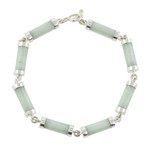 Jade link bracelet, 'Calm Beauty' - Light Jade Cylinders Sterling Silver Link Wristband Bracelet