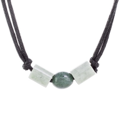 Jade pendant necklace, 'Sacred Culture' - Jade Beaded Guatemalan Pendant Necklace