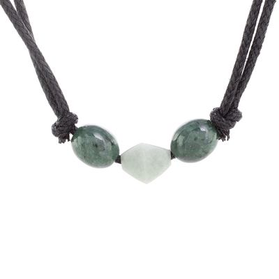 Collar colgante de jade, 'Maya Ancestral en Verde Manzana' - Collar colgante de jade geométrico de Guatemala