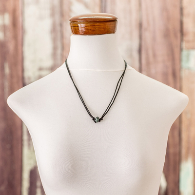 Jade pendant necklace, 'Dark Green Mayan Disc' - Guatemalan Necklace with a Dark Green Jade Disc Pendant
