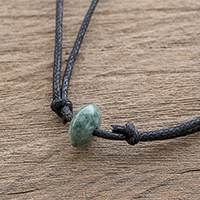 Jade pendant necklace, 'Green Mayan Disc' - Guatemalan Necklace with a Green Jade Disc Pendant