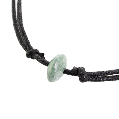 Guatemalan Necklace with a Green Jade Disc Pendant