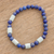 Jade and lapis lazuli beaded stretch bracelet, 'Clouds at Twilight' - Lapis Lazuli and Pale Green Jade Beaded Stretch Bracelet (image 2) thumbail