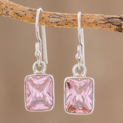 Pink Cubic Zirconia Earrings Crafted In Guatemala Rosy Elegance Cubic Zirconia Dangle Earrings Rosy Elegance Pink Crafted In
