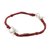Feines silbernes Anhängerarmband - Herzarmband aus feinem Silber und rotem Leder aus Guatemala