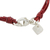 Fine silver pendant bracelet, 'Love Rectangle' - Fine Silver and Red Leather Heart Bracelet from Guatemala
