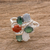 Jade cocktail ring, 'Tide Pools at Sunset' - Multi-Colored Jade Ovals in Sterling Silver Cocktail Ring thumbail