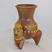Ceramic decorative vase, 'Mesoamerican Beauty'