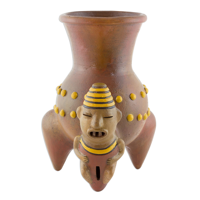 NOVICA Hand Crafted Ceramic Vase Mesoamerican Beauty' Earthtone 