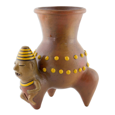 Ceramic decorative vase, 'Mesoamerican Beauty' - Pre-Hispanic Ceramic Decorative Vase from Nicaragua