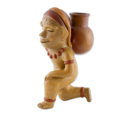 Ceramic sculpture, 'Quotidian Labors' - Mesoamerican-Style Ceramic Sculpture from Nicaragua