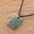 Jade pendant necklace, 'Ancestral Glory' - Green Jade Pendant Necklace with Cotton Cord (image 2) thumbail