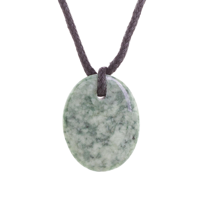 collar con colgante de jade - Collar Colgante de Jade Verde con Cordón de Algodón