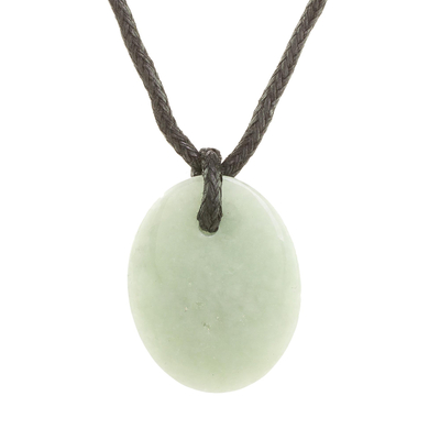 Green Jade Pendant Necklace with Cotton Cord
