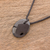 Jade pendant necklace, 'Ancient Allure' - Black Jade Pendant Necklace with Cotton Cord (image 2) thumbail
