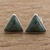 Jade stud earrings, 'Dark Green Triangle of Life' - Trianglular Dark Green Jade Stud Earrings from Guatemala (image 2) thumbail