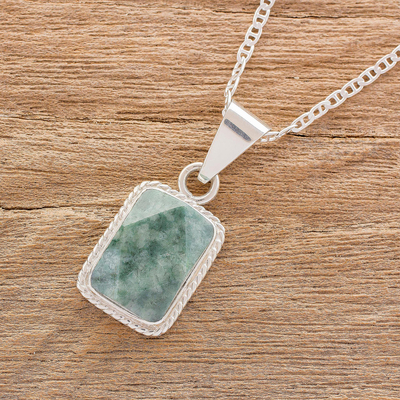 Jade pendant necklace, 'Roped Facets' - Faceted Jade Pendant Necklace from Guatemala