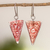 Recycled CD dangle earrings, 'Pink Triangles' - Pink Triangular Recycled CD Dangle Earrings from Guatemala thumbail