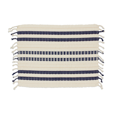 Cotton placemats, 'Splendid Contrast' (set of 4) - Handwoven Striped Cotton Placemats (Set of 4) from Guatemala