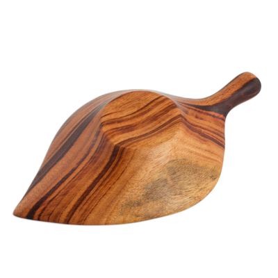 Wood appetizer bowl, 'Jungle Delicacies' - Leaf-Shaped Wood Appetizer Bowl from Guatemala