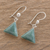Jade dangle earrings, 'Green Triangle of Life' - Green Triangular Jade Dangle Earrings from Guatemala (image 2b) thumbail
