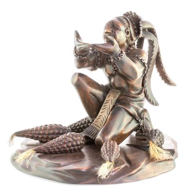 Cedar wood sculpture, 'Canancol' - Canancol Corn Protector Cedar Wood Hand Carved Sculpture