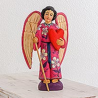 Wood sculpture, 'Loving Angel'
