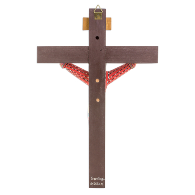 Wood cross, 'Christ's Sacrifice' - Hand-Painted Wood Wall Cross from Guatemala