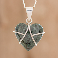 Jade pendant necklace, 'Loving Destiny'