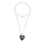 Jade pendant necklace, 'Inspiring Destiny' - Black Jade and Sterling Silver Heart Pendant Necklace