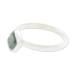 Jade single stone ring, 'Love Rhombus in Green' - Green Rhombus Jade Single Stone Ring from Guatemala