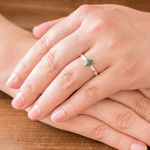 Jade single stone ring, 'Love Rhombus in Green' - Green Rhombus Jade Single Stone Ring from Guatemala