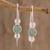 Jade and rose quartz drop earrings, 'Apple Green Mayan Earth' - Apple Green Jade and Rose Quartz Earrings from Guatemala (image 2) thumbail