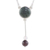 Jade Y-necklace, 'Dark Green Mayan Pendulum' - Dark Green Jade Rose Quartz and Garnet Y-Necklace thumbail