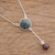 Jade Y-necklace, 'Dark Green Mayan Pendulum' - Dark Green Jade Rose Quartz and Garnet Y-Necklace (image 2b) thumbail