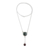 Jade Y-necklace, 'Dark Green Mayan Pendulum' - Dark Green Jade Rose Quartz and Garnet Y-Necklace (image 2d) thumbail