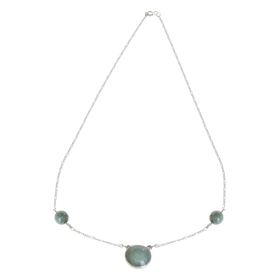 Jade pendant necklace, 'Apple Green Circular Maya' - Apple Green Jade Pendant Necklace from Guatemala