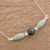 Jade pendant necklace, 'Verdant Wings' - Sterling Silver Dark and Pale Jade Bead Pendant Necklace (image 2) thumbail