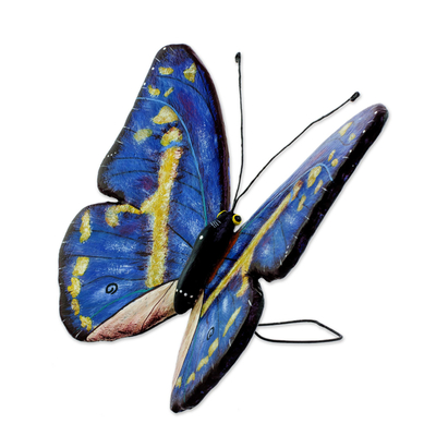 Ceramic sculpture, 'Morpho Butterfly' - Ceramic Morpho Butterfly Sculpture from Guatemala