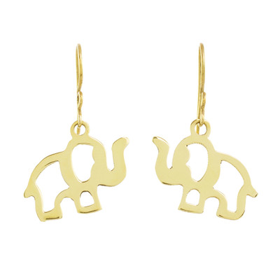 Brass dangle earrings, 'Celebrating Elephants' - Handcrafted Brass Elephant Dangle Earrings from Guatemala