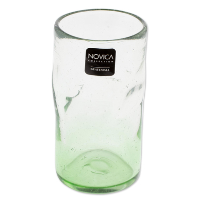 Recycled glass tumblers, 'Glacial Green' (set of 4) - Hand Blown Recycled Glass Clear Green Tumblers (Set of 4)