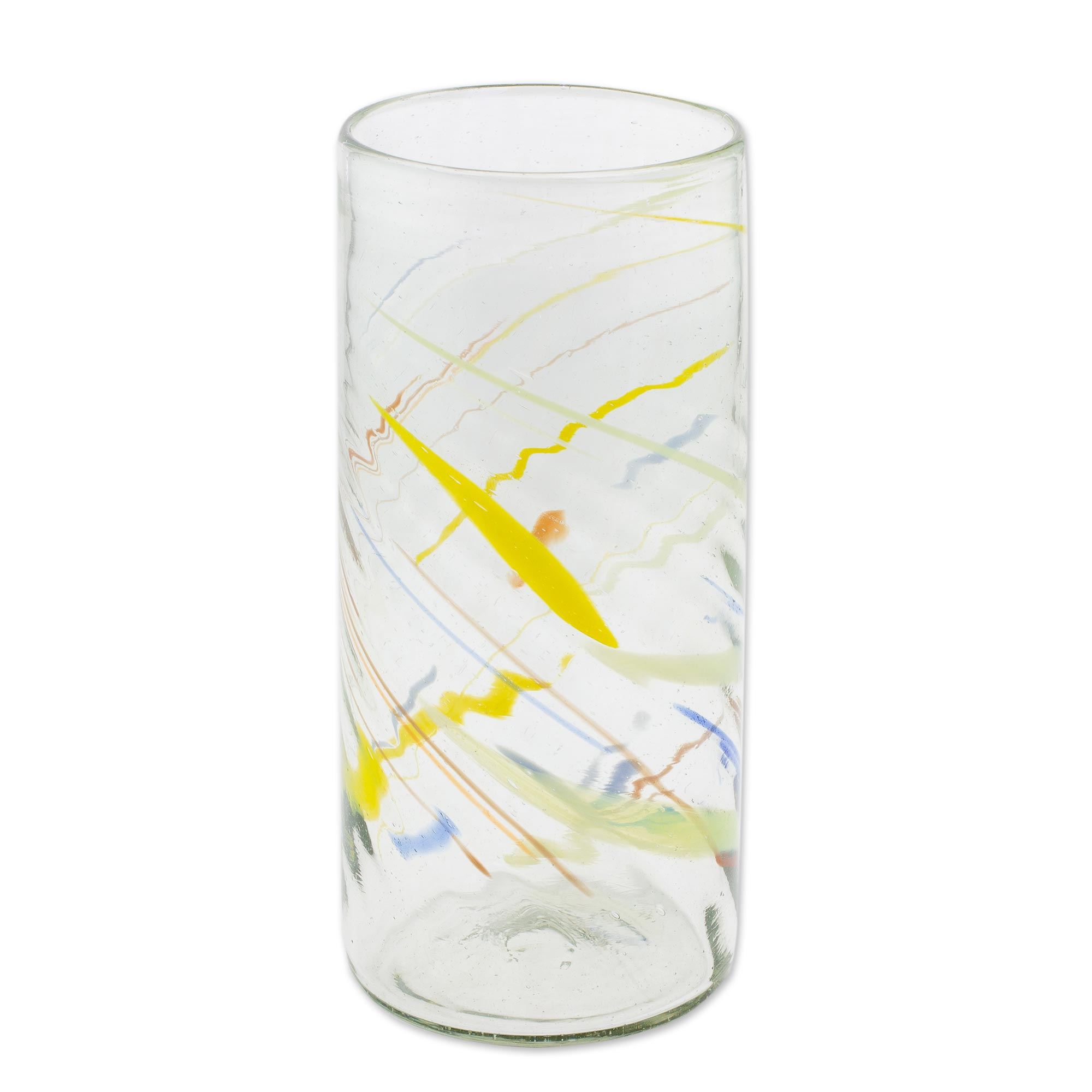 Clear with Colorful Lines Hand Blown Recycled Glass Vase - Line 