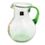 Recycled glass pitcher, 'Conga Line' - Hand Blown Recycled Glass Clear Green Colorful Dots Pitcher