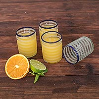 Recycled juice glasses, 'Refreshing' (set of 4)