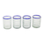 Recycled juice glasses, 'Refreshing' (set of 4) - Hand Blown Recycled Glass Blue Rim Juice Glasses (Set of 4) (image 2c) thumbail