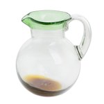 Recycled glass pitcher, 'Palm Beach' - Clear Green Brown Hand Blown Recycled Glass Pitcher