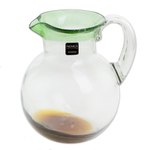 Recycled glass pitcher, 'Palm Beach' - Clear Green Brown Hand Blown Recycled Glass Pitcher